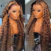 Honey Blonde Highlight Deep Wave Wig 13x4 13x6 Lace Front Wig Colored Human Hair Lace Wig