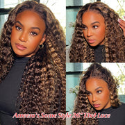 Honey Blonde Highlight Deep Wave Wig 13x4 13x6 Lace Front Wig Colored Human Hair Lace Wig