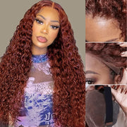 Wear And Go Reddish Brown Deep Wave Pre-Cut Lace 4x4 Lace Closure Glueless Human Hair Wig