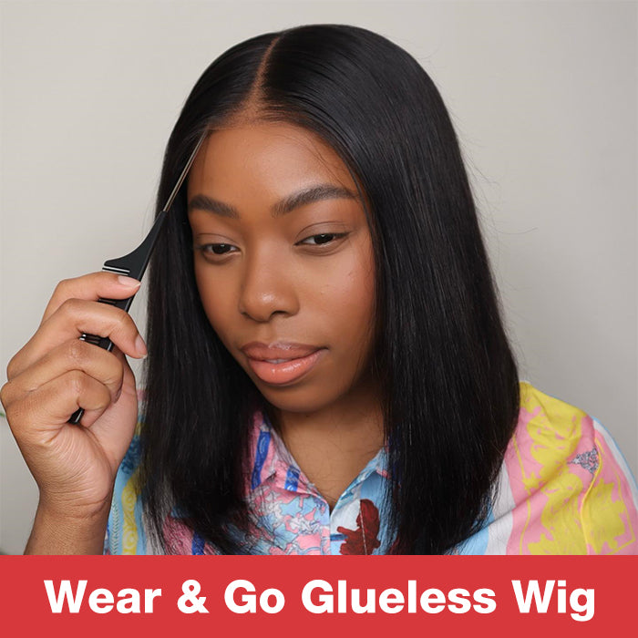 Straight Wear & Go Bob Wig Pre Cut HD Lace Closure Glueless Human Hair Wigs Beginner Friendly