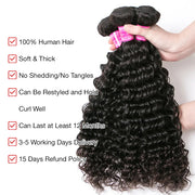 Brazilian Hair 4 Bundles With Lace Frontal Deep Wave 8A Grade Natural Color Hair Weaves