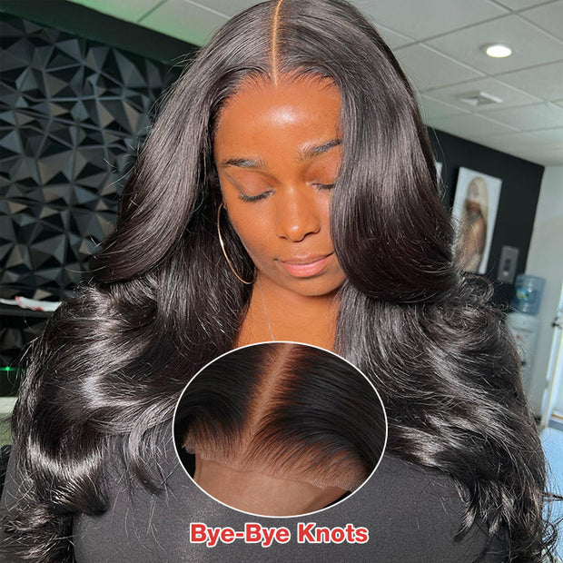 Bye-Bye Knots Glueless Wig 8x5 Pre Cut HD Lace Body Wave Human Hair Wigs With Pre Bleached Knots