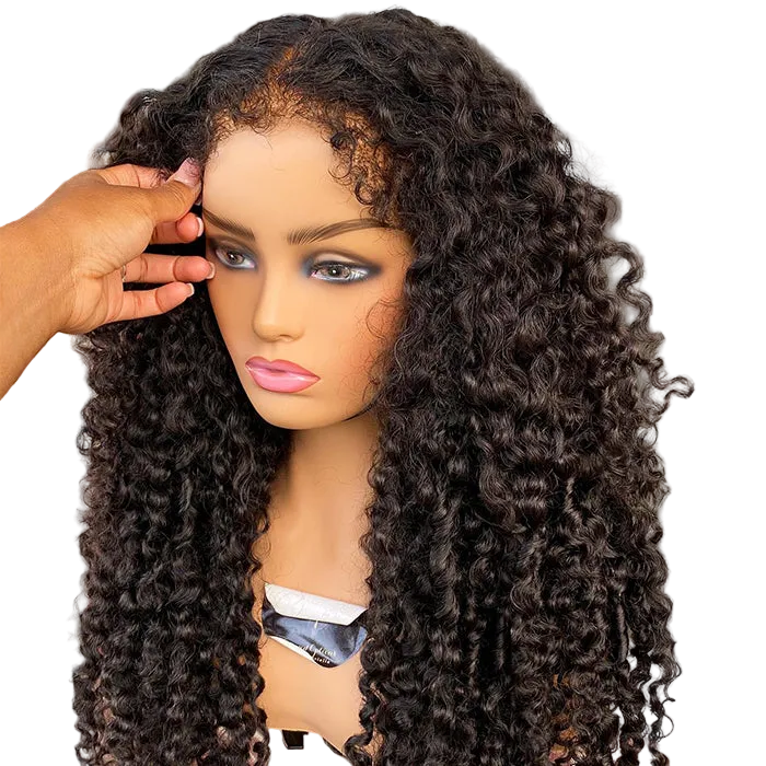 4C Curly Edges Lace Frontal Wig Invisible HD Lace Curly Human Hair Wig With Natural Baby Hairline