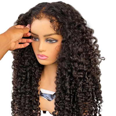 4C Curly Edges Lace Frontal Wig Invisible HD Lace Curly Human Hair Wig With Natural Baby Hairline