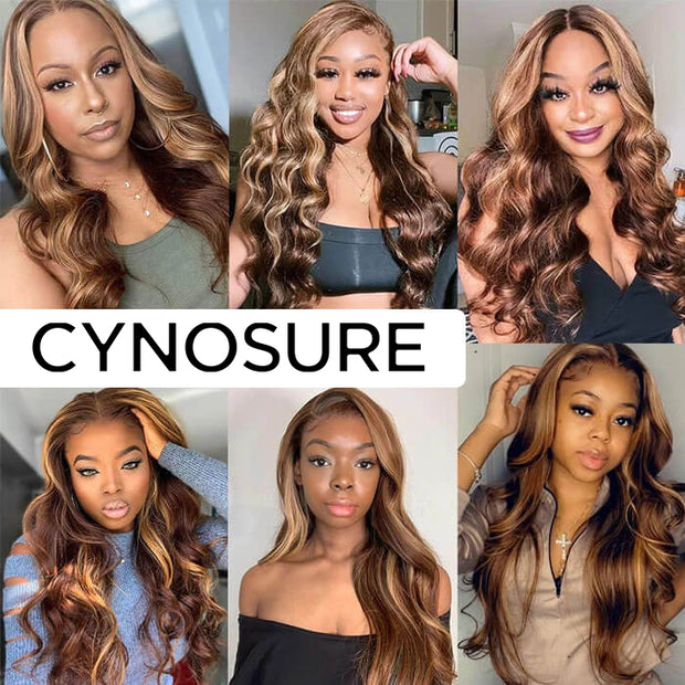 Piano Highlight 13x4 HD Lace Front Body Wave Honey Blonde 180% Density Human Hair Lace Frontal Wig