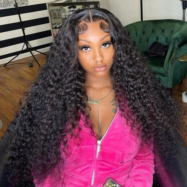 Bye-Bye Knots 8x5 Pre Cut HD Lace Curly Glueless Human Hair WigWith Pre Bleached Knots
