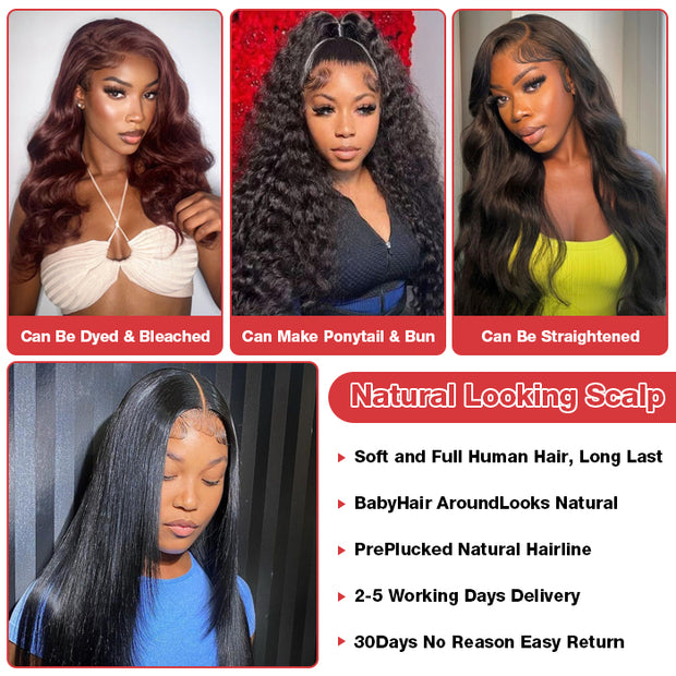 Malaysian Hair 4x4 HD Undetectable Lace Wigs Loose Deep Wave Wig Free Part Human Hair Wigs