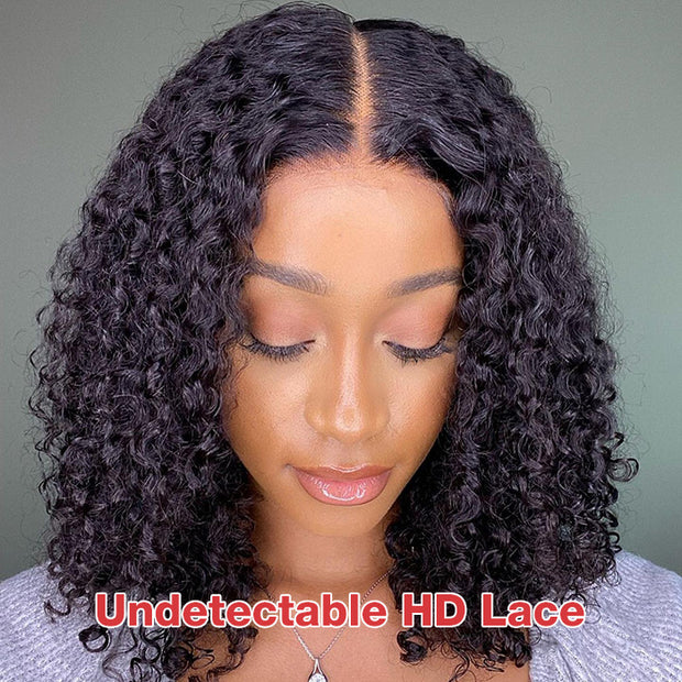 Wear & Go Bob Wig Curly 4x4 Pre Cut HD Lace Closure Glueless Human Hair Wigs Beginner Friendly