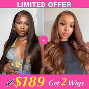 2 Wigs=$189|20 Inch 8X5 Pre Cut Lace Straight Wig+22 Inch 8X5 Pre Cut Lace Brown Body Wave