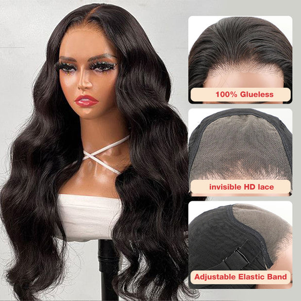 Upgraded 8x5 HD Lace Wig Pre Cut Lace Body Wave Quick & Easy Glueless Wig With Breathable Cap