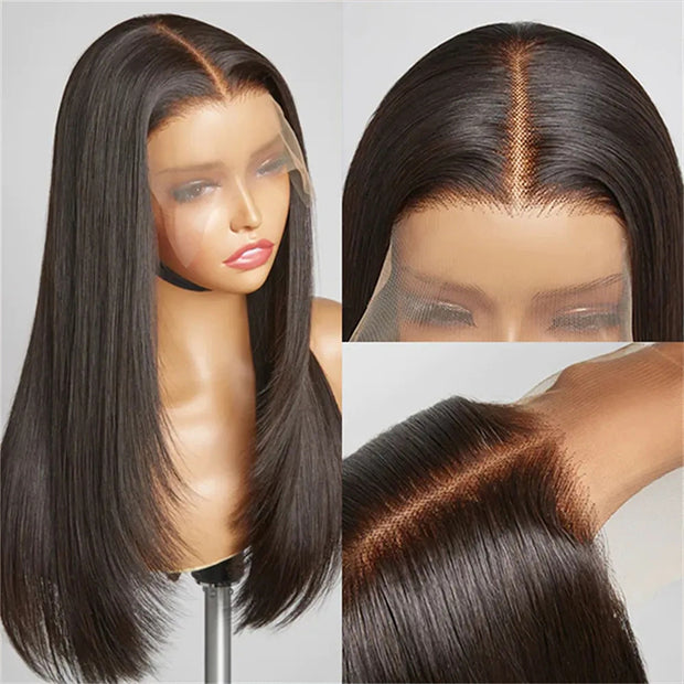 Layered Cut 13x4 HD Lace Wig Straight Skin Melt Lace Human Hair Wigs with Adjustable Strap