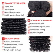 Brazilian Hair 4 Bundles With Lace Frontal Deep Wave 8A Grade Natural Color Hair Weaves