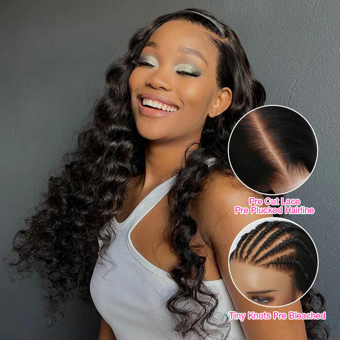 Pre All Everything Loose Wave 8x5 Pre Cut HD Lace Wig Wear & Go Glueless Human Hair Wigs With Pre Bleached Knots