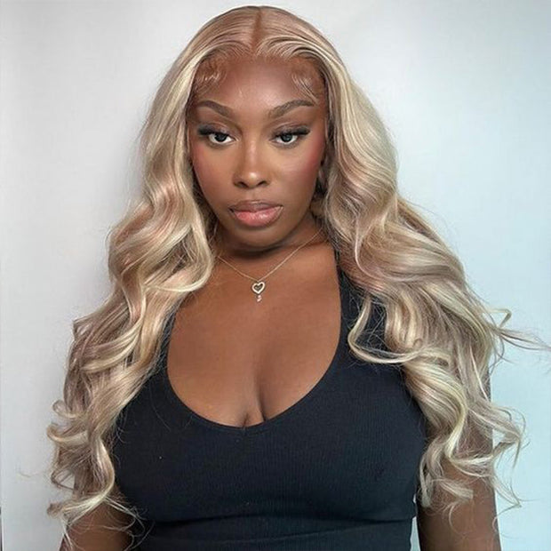 #P18/613 Highlight Blonde Body Wave Wig 13X4 HD Lace Front Human Hair Wigs 16-26 Inches