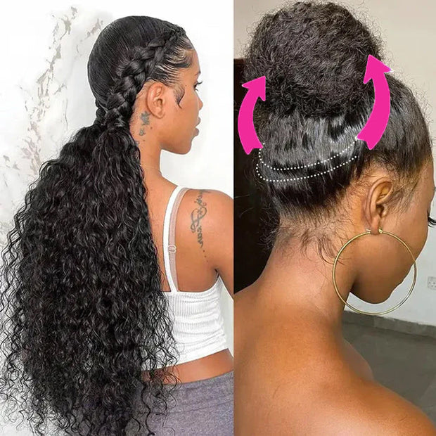 Flash Sale New Glueless 360 Lace Frontal Wigs With Hidden Elastic String Ready & Go Curly Affordable Snug Fit Human Hair Wigs