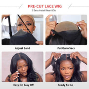 Wear & Go Bob Wig Highlight Wig Pre Cut HD Lace Closure Glueless Human Hair Wigs Beginner Friendly