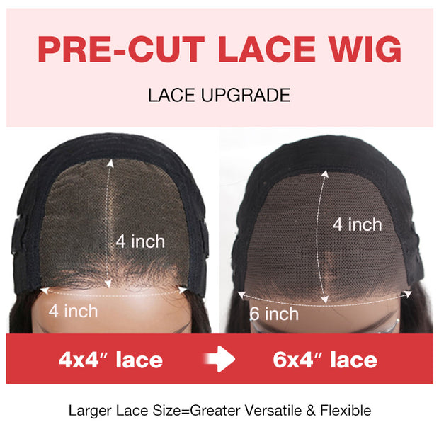 Wear & Go Pre-Cut 6x4 HD Lace Wig Water Wave Human Hair Wig with Breathable Cap  Easy to Install