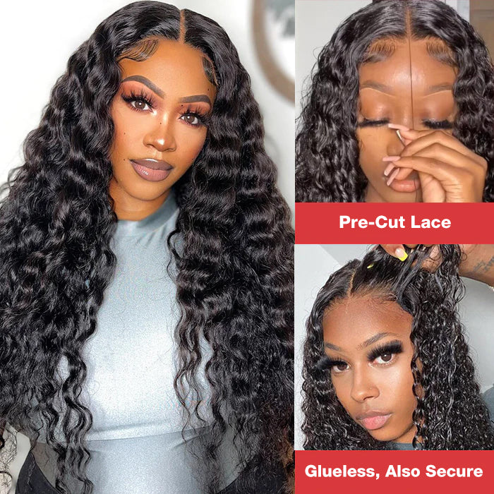 Glueless Human Hair Wig 180% Density Body Wave Pre-Cut Lace 8x5 Easy Wear for Glueless Wig Human Hair Water Wave Wigs Pre Cut 8x5 HD Lace  main image 2