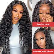 Glueless 7X5 Pre Cut HD Lace Wig Wear & Go Deep Wave & Straight Human Hair Wig 180% Density
