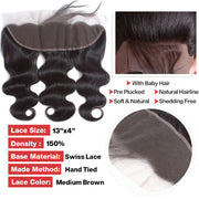 Brazilian Virgin Hair Body Wave 3 Bundles With 13x4 Ear to Ear Lace Frontal 10 Grade Unprocessed Virgin Hair