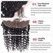 Brazilian Hair 4 Bundles With Lace Frontal Deep Wave 8A Grade Natural Color Hair Weaves