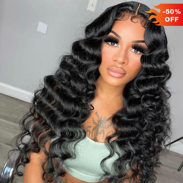 Clearance Sale| Loose Wave Glueless 5x5 Closure HD Lace Human Hair Wig Natural Crimps Curls