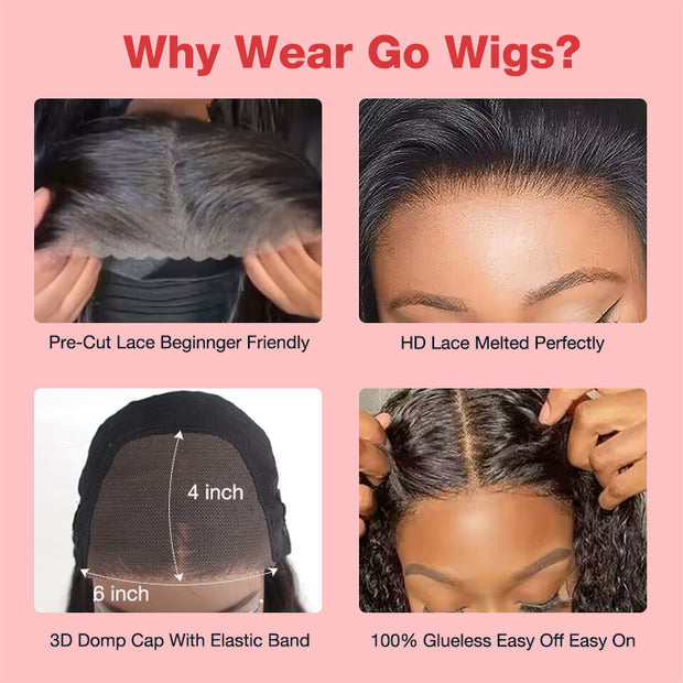 Upgraded 8X5/5X5  HD Lace Glueless Water Wave Wig 13X6 Wear Go Pre Cut Lace Closure Human Hair Wigs