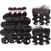 Brazilian Hair Body Wave 4 Bundles With Lace Frontal 8A Grade Natural Color Hair Weaves
