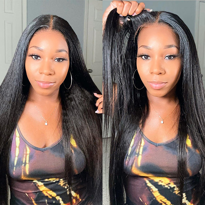Bye-Bye Knots Glueless Wig 7x5 Pre Cut HD Lace Straight Human Hair Wigs With Pre Bleached Knots