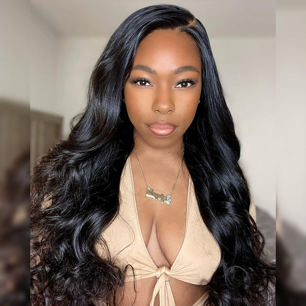 Body Wave 4x4 Pre-Cut Lace Wig Wear & Go Straight Human Hair Wig with Breathable Cap Deep Wave Glueless Wig Beginner Friendly