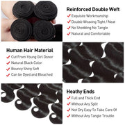 Brazilian Hair Body Wave 4 Bundles With Lace Frontal 8A Grade Natural Color Hair Weaves