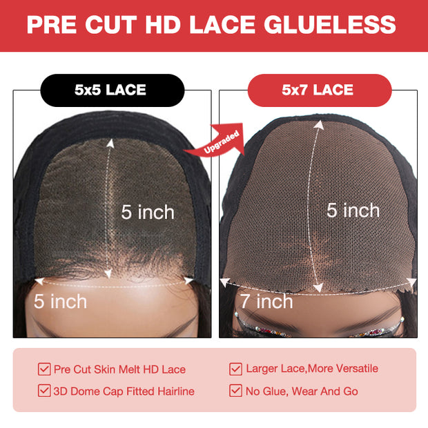 7X5 HD Lace Wig Pre Cut Lace Loose Deep Wave Wear & Go Glueless Wig With Breathable Cap Beginner Friendly