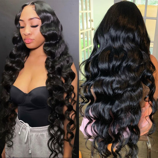 (Super Deal) Long 30inch 34inch Pre Bleached 13x4 HD Lace Frontal Wigs Pre-plucked Human Hair Wig 220% Density