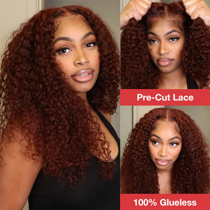 Wear Go Glueless Wigs 8*5 Pre Cut HD Lace Wig Reddish Brown Body Wave Wig Pre-Bleached