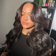 Curtain Bangs 8X5 Pre Cut HD Lace Wig Butterfly Cut Body Wave Glueless Human Hair Wigs with Adjustable Strap