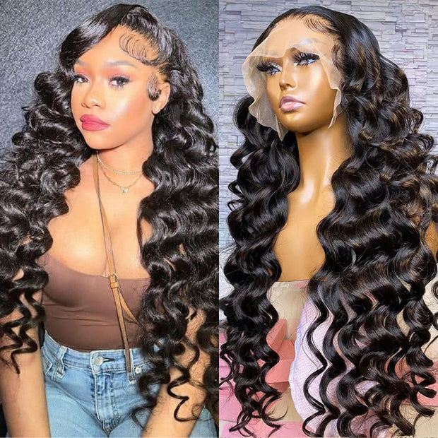 (Super Deal) Long 30inch 34inch Pre Bleached 13x4 HD Lace Frontal Wigs Pre-plucked Human Hair Wig 220% Density