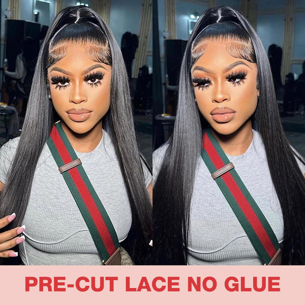 Upgrade 7X5 Pre-Cut Lace Wig Wear & Go 13X4 Straight Lace Front Human Hair Wig with Breathable Cap Beginner Friendly