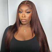 Chocolate Brown Closure Wig Glueless  8x5 Pre-cut Lace  Human Hair Wigs With Pre Bleached Knots Flash Sale