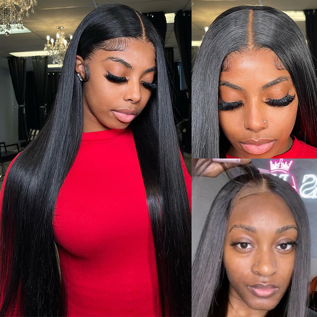 Upgrade 7X5 Pre-Cut Lace Wig Wear & Go 13X4 Straight Lace Front Human Hair Wig with Breathable Cap Beginner Friendly
