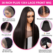(Super Deal) Long 30inch 34inch Pre Bleached 13x4 HD Lace Frontal Wigs Pre-plucked Human Hair Wig 220% Density