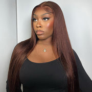 Clearance Sale|Chocolate Brown Closure Wig Glueless  8x5 Pre-cut Lace  Human Hair Wigs With Pre Bleached Knots Flash Sale