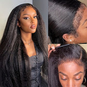Kinky Edge Hairline丨Kinky Straight Hair 13x4 HD Lace Front Wig with Curly Edges Baby Hair Wigs