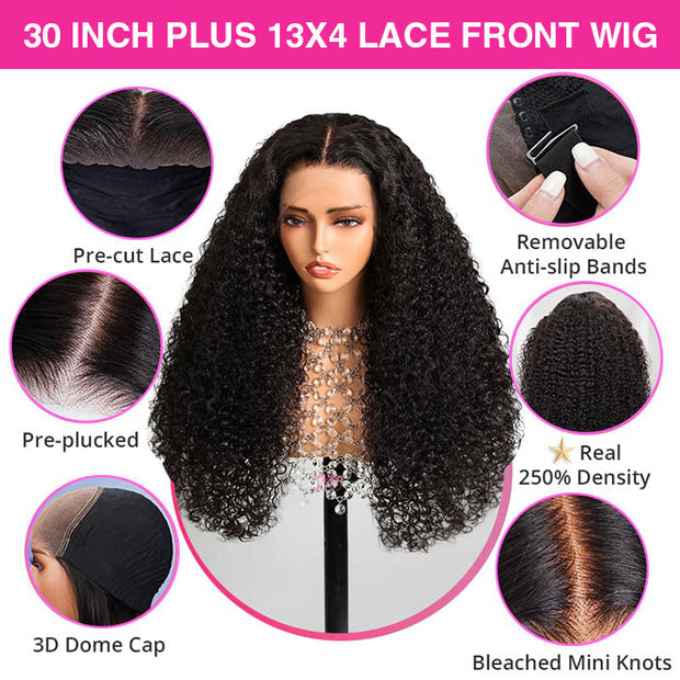 (Super Deal) Long 30inch 34inch Pre Bleached 13x4 HD Lace Frontal Wigs Pre-plucked Human Hair Wig
