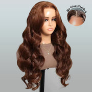 Chocolate Brown Closure Wig Glueless  8x5 Pre-cut Lace  Human Hair Wigs With Pre Bleached Knots Flash Sale