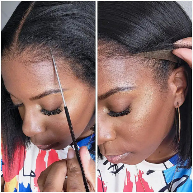 Kinky Edge Hairline丨Kinky Straight Hair 13x4 HD Lace Front Wig with Curly Edges Baby Hair Wigs