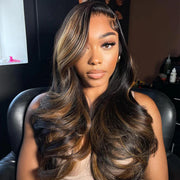 Wear Go Highlights Ombre Brown 8x5 HD Lace Straight/Body Wave Glueless Wigs Pre Cut Lace Wig 180% Density