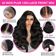 (Super Deal) Long 30inch 34inch Pre Bleached 13x4 HD Lace Frontal Wigs Pre-plucked Human Hair Wig 220% Density