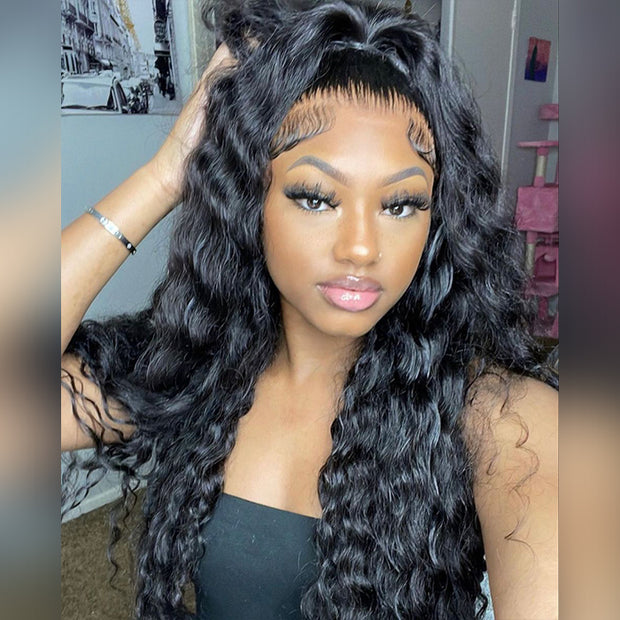 Full Lace Frontal Wig Human Hair Body Wave/Straight Hair Pre Plucked HD Lace Wig For Women