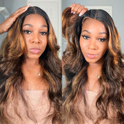 Pre All Everything Wear Go Highlights Ombre Brown 8x5 Pre Cut HD Lace Straight/Body Wave Glueless Wigs 180% Density