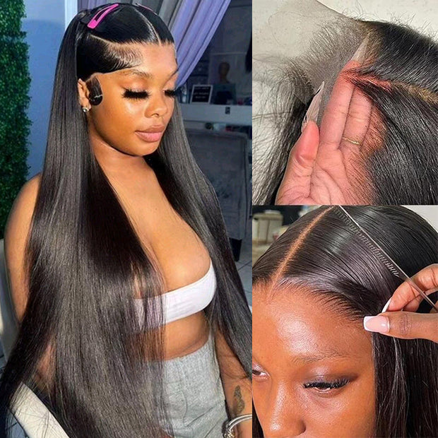 Long Wig 20-34 inch Straight Human Hair Wig 13*4 /13*6 Skin Melt Invisible HD Lace Frontal Wig